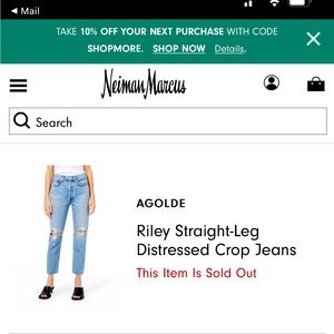 BNWT AGOLDE RILEY HIGH RISE STRAIGHT CROP